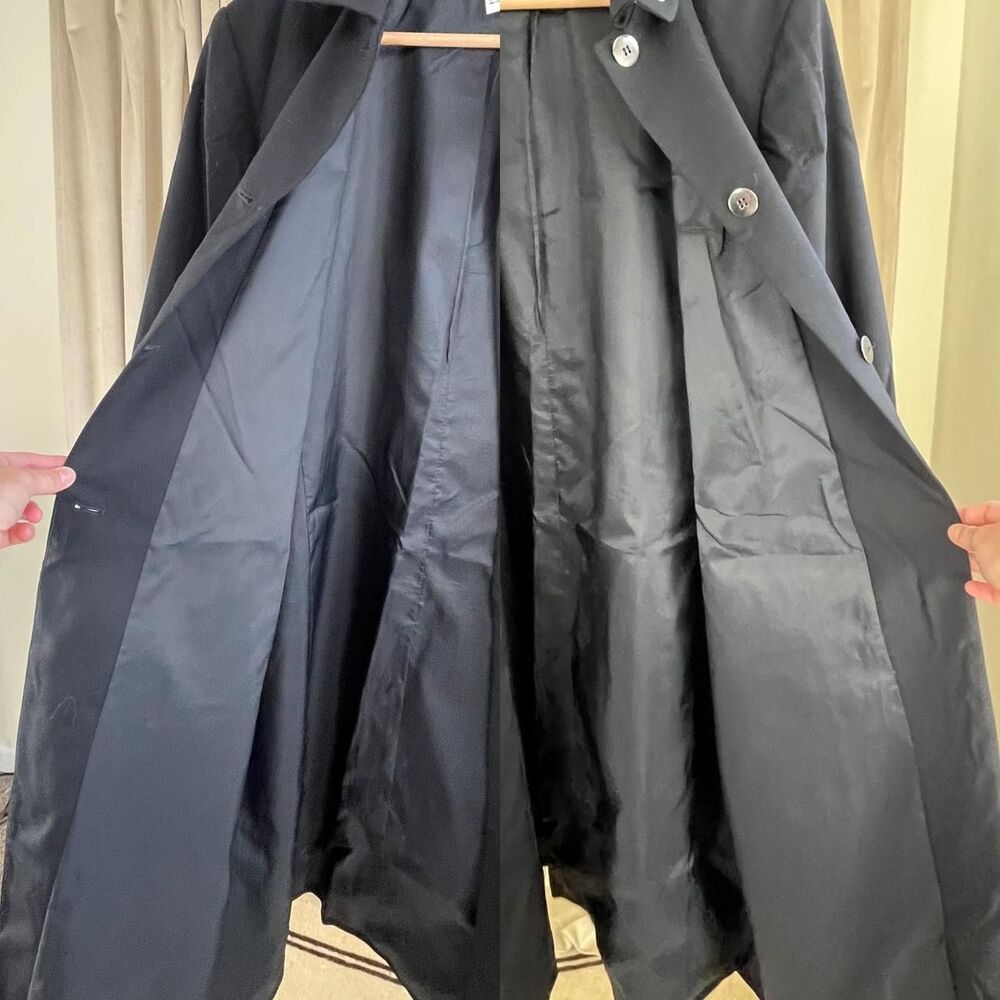 Vintage Harve Benard Black Wool Trench Coat with Eyelets - Picture 6 of 8